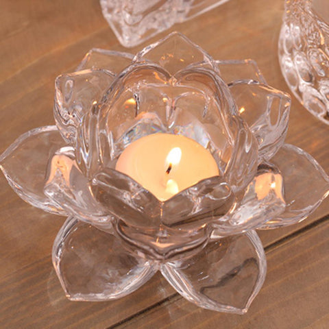 Handmade Crystal Lotus Flower Candle Holders - ChristmaShop