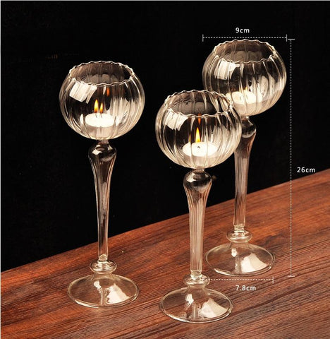 Dining Table Solid Crystal Candlestick,Flower Shape - ChristmaShop