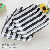 Creative Black Striped Disposable Tableware Party - ChristmaShop